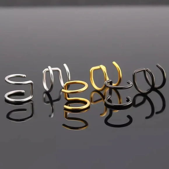 🔴𝟭𝟬/$𝟮𝟱🔴NEW Double Bar Minimalist Ear Cuff Earring - Picture 4 of 16